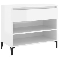vidaXL Schuhregal Hochglanz-Weiß 70x36x60 cm Holzwerkstoff