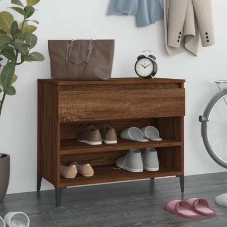 vidaXL Schuhregal Räuchereiche 70x36x60 cm Holzwerkstoff