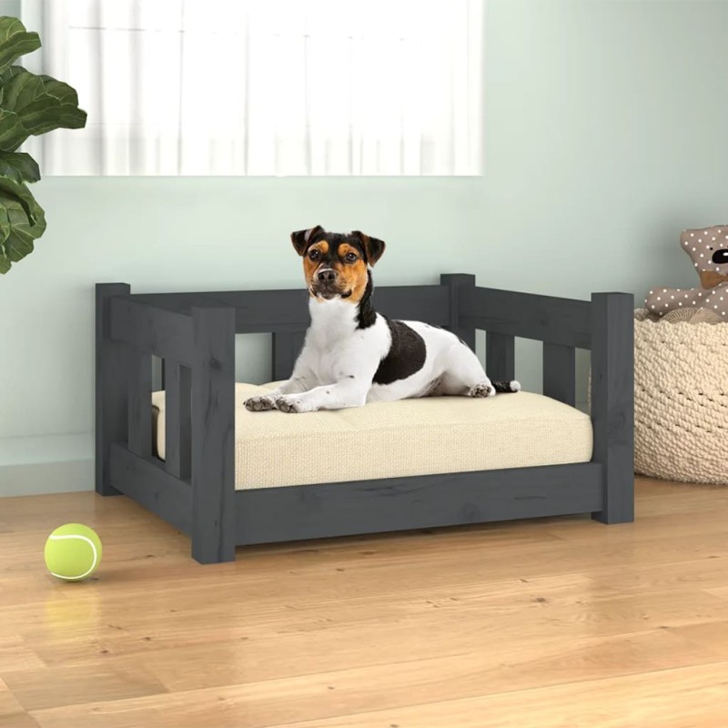 vidaXL Hundebett Grau 55,5x45,5x28 cm Massivholz Kiefer vidaXL Hundebett Grau 55,5x45,5x28 cm Massivholz Kiefer
