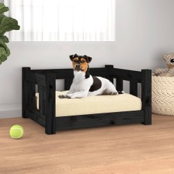 vidaXL Hundebett Schwarz 55,5x45,5x28 cm Massivholz Kiefer