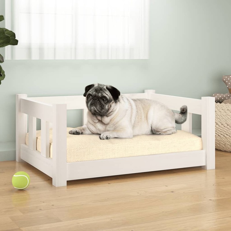 vidaXL Hundebett Weiß 65,5x50,5x28 cm Massivholz Kiefer vidaXL Hundebett Weiß 65,5x50,5x28 cm Massivholz Kiefer