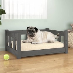 vidaXL Hundebett Grau 65,5x50,5x28 cm Massivholz Kiefer