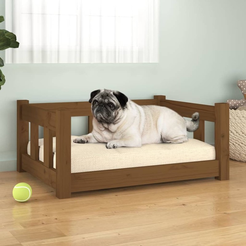 vidaXL Hundebett Honigbraun 65,5x50,5x28 cm Massivholz Kiefer vidaXL Hundebett Honigbraun 65,5x50,5x28 cm Massivholz Kiefer