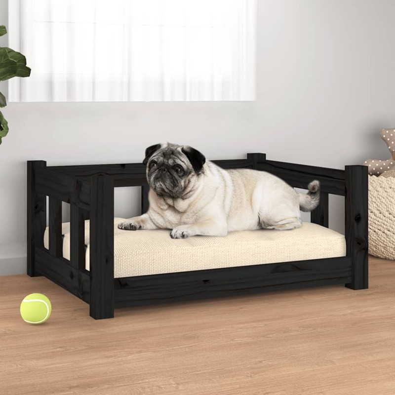 vidaXL Hundebett Schwarz 65,5x50,5x28 cm Massivholz Kiefer vidaXL Hundebett Schwarz 65,5x50,5x28 cm Massivholz Kiefer