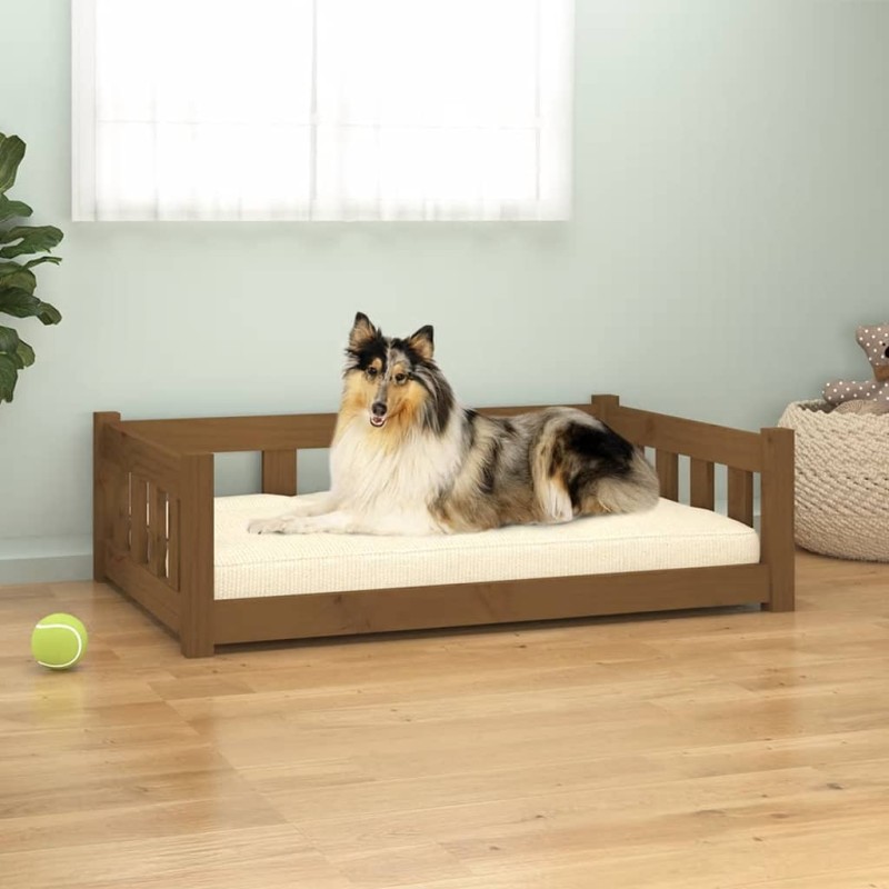vidaXL Hundebett Honigbraun 95,5x65,5x28 cm Massivholz Kiefer vidaXL Hundebett Honigbraun 95,5x65,5x28 cm Massivholz Kiefer