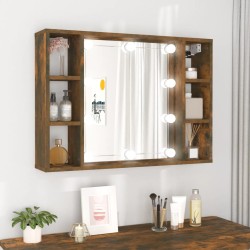 vidaXL Spiegelschrank mit LED Räuchereiche 76x15x55 cm
