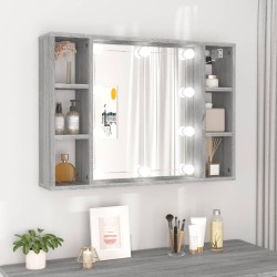 vidaXL Spiegelschrank mit LED Grau Sonoma 76x15x55 cm