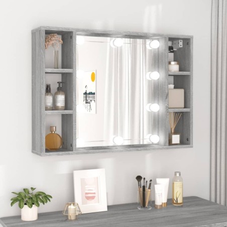 vidaXL Spiegelschrank mit LED Grau Sonoma 76x15x55 cm