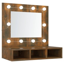 vidaXL Spiegelschrank mit LED Räuchereiche 60x31,5x62 cm