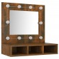 vidaXL Spiegelschrank mit LED Räuchereiche 60x31,5x62 cm vidaXL Spiegelschrank mit LED Räuchereiche 60x31,5x62 cm