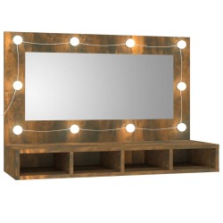 vidaXL Spiegelschrank mit LED Räuchereiche 90x31,5x62 cm