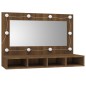 vidaXL Spiegelschrank mit LED Braun Eiche-Optik 90x31,5x62 cm vidaXL Spiegelschrank mit LED Braun Eiche-Optik 90x31,5x62 cm