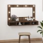 vidaXL Spiegelschrank mit LED Braun Eiche-Optik 90x31,5x62 cm vidaXL Spiegelschrank mit LED Braun Eiche-Optik 90x31,5x62 cm