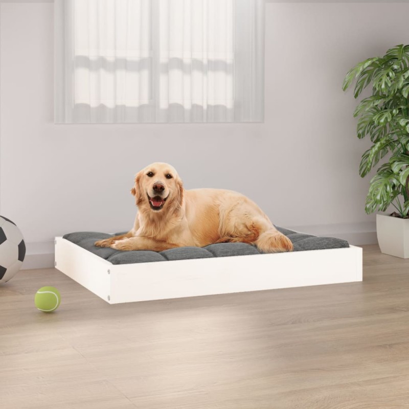 vidaXL Hundebett Weiß 71,5x54x9 cm Massivholz Kiefer vidaXL Hundebett Weiß 71,5x54x9 cm Massivholz Kiefer