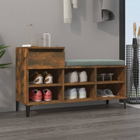 vidaXL Schuhregal Räuchereiche 102x36x60 cm Holzwerkstoff