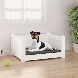 vidaXL Hundebett Weiß 55,5x45,5x28 cm Massivholz Kiefer