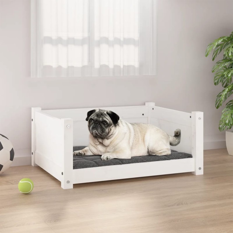 vidaXL Hundebett Weiß 65,5x50,5x28 cm Massivholz Kiefer vidaXL Hundebett Weiß 65,5x50,5x28 cm Massivholz Kiefer