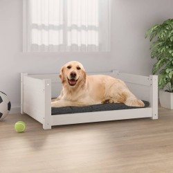 vidaXL Hundebett Weiß 75,5x55,5x28 cm Massivholz Kiefer