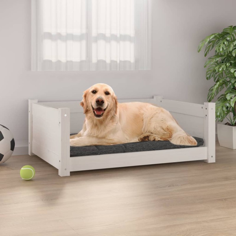 vidaXL Hundebett Weiß 75,5x55,5x28 cm Massivholz Kiefer vidaXL Hundebett Weiß 75,5x55,5x28 cm Massivholz Kiefer