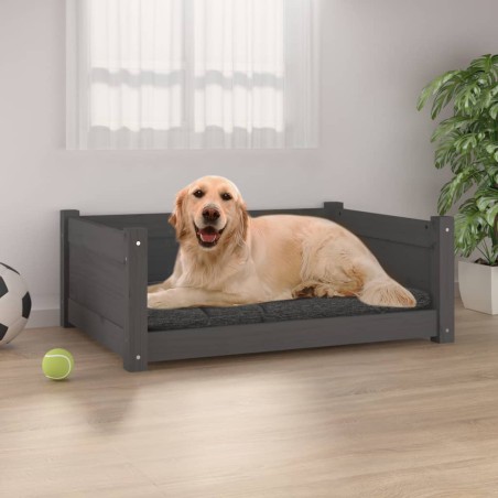 vidaXL Hundebett Grau 75,5x55,5x28 cm Massivholz Kiefer