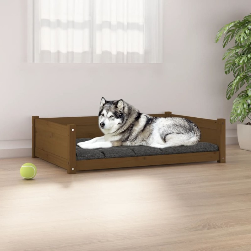 vidaXL Hundebett Honigbraun 105,5x75,5x28 cm Massivholz Kiefer vidaXL Hundebett Honigbraun 105,5x75,5x28 cm Massivholz Kiefer