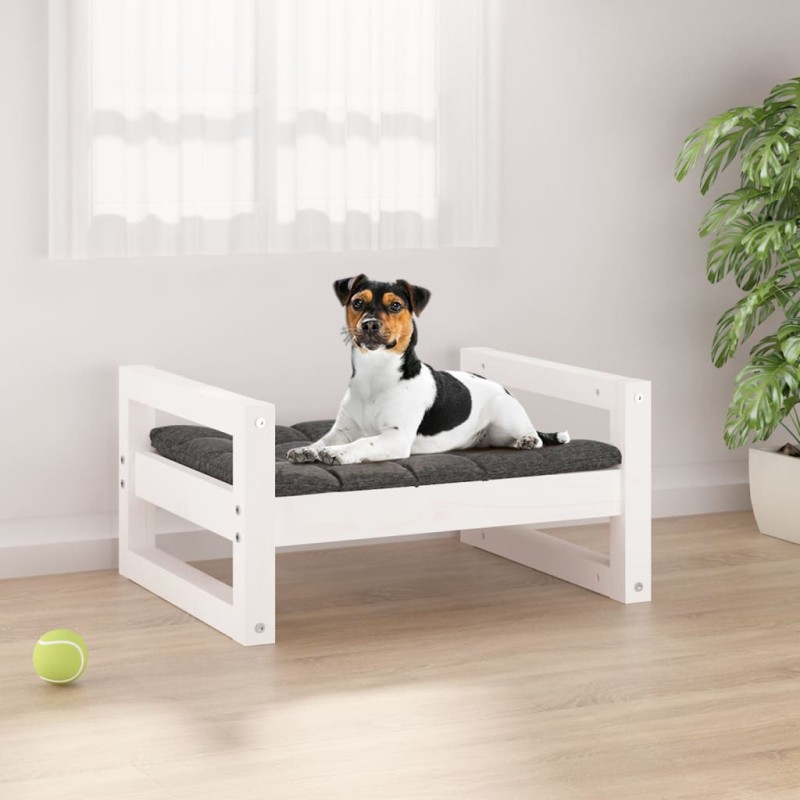 vidaXL Hundebett Weiß 55,5x45,5x28 cm Massivholz Kiefer vidaXL Hundebett Weiß 55,5x45,5x28 cm Massivholz Kiefer