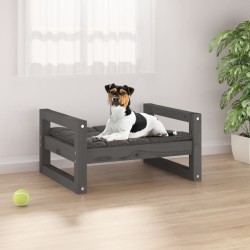 vidaXL Hundebett Grau 55,5x45,5x28 cm Massivholz Kiefer