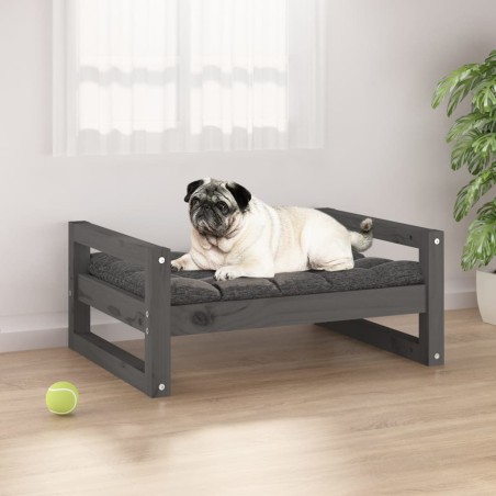 vidaXL Hundebett Grau 65,5x50,5x28 cm Massivholz Kiefer