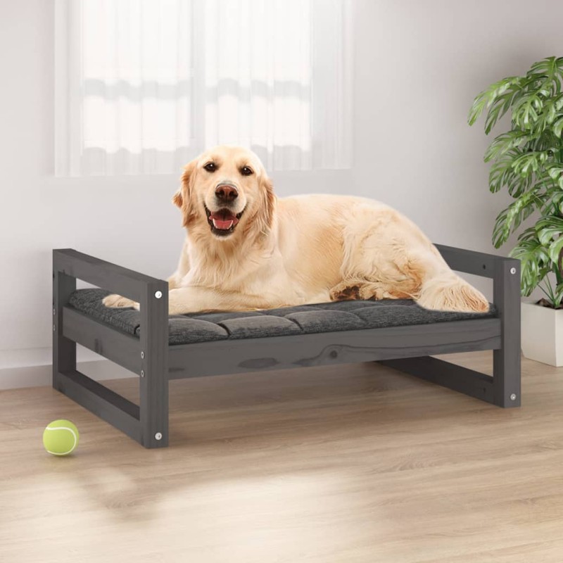 vidaXL Hundebett Grau 75,5x55,5x28 cm Massivholz Kiefer vidaXL Hundebett Grau 75,5x55,5x28 cm Massivholz Kiefer
