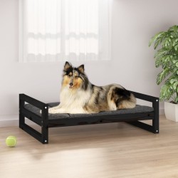 vidaXL Hundebett Schwarz 95,5x65,5x28 cm Massivholz Kiefer