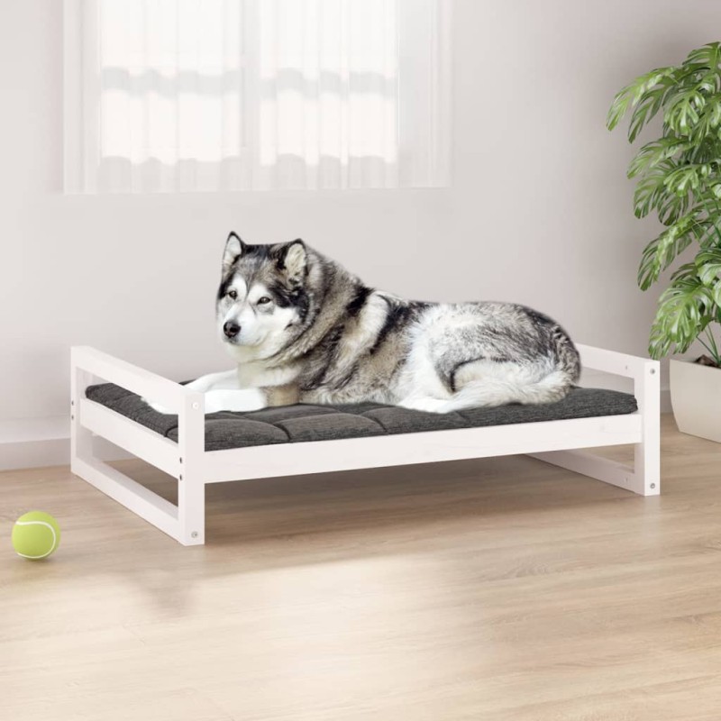 vidaXL Hundebett Weiß 105,5x75,5x28 cm Massivholz Kiefer vidaXL Hundebett Weiß 105,5x75,5x28 cm Massivholz Kiefer