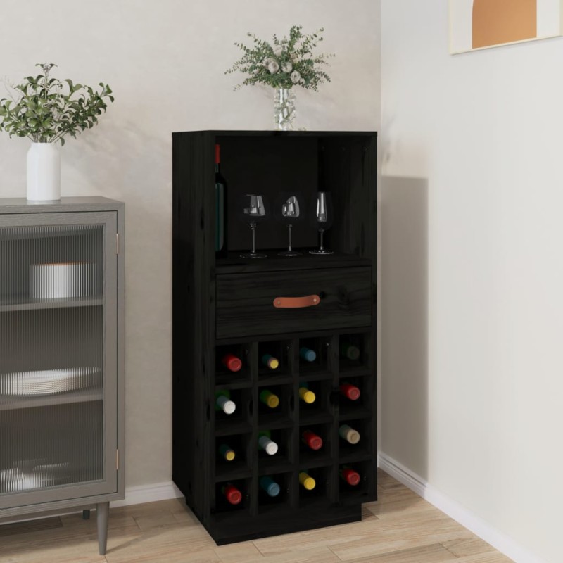 vidaXL Weinregal Schwarz 45x34x100 cm Massivholz Kiefer vidaXL Weinregal Schwarz 45x34x100 cm Massivholz Kiefer