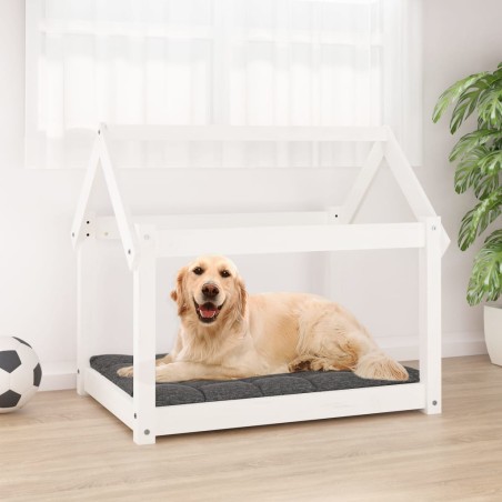 vidaXL Hundebett Weiß 81x60x70 cm Massivholz Kiefer