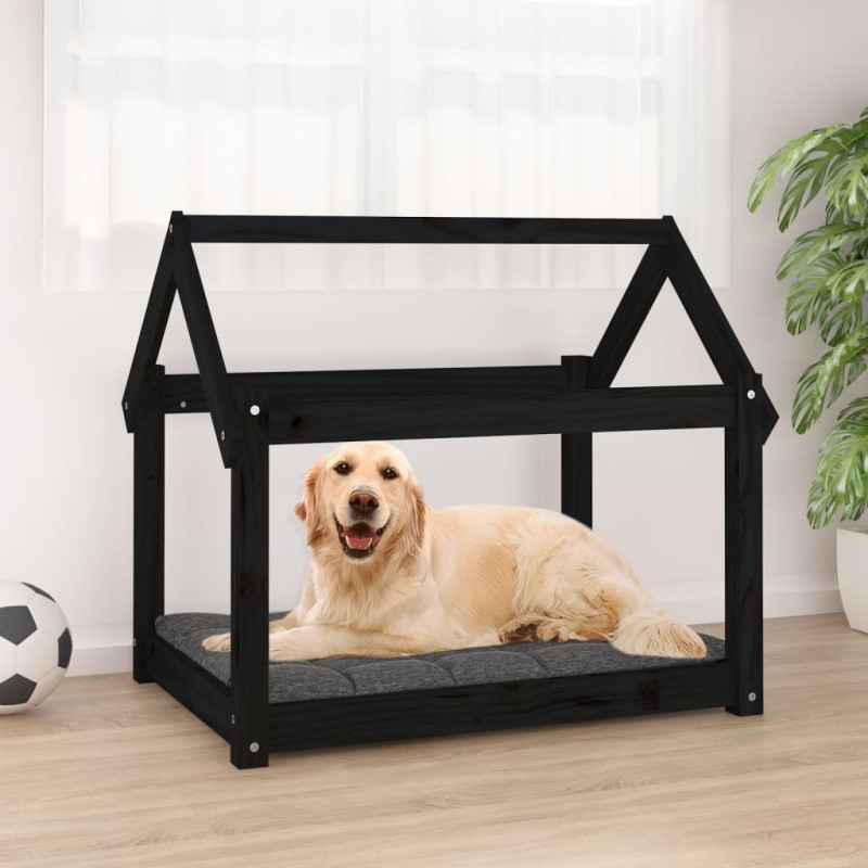 vidaXL Hundebett Schwarz 81x60x70 cm Massivholz Kiefer vidaXL Hundebett Schwarz 81x60x70 cm Massivholz Kiefer