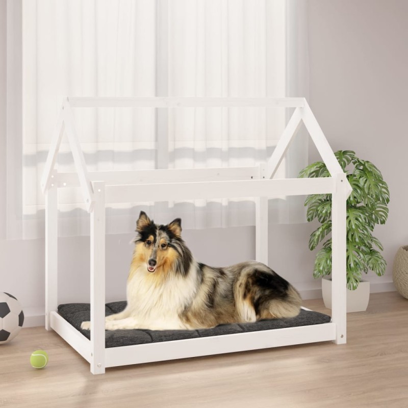 vidaXL Hundebett Weiß 101x70x90 cm Massivholz Kiefer vidaXL Hundebett Weiß 101x70x90 cm Massivholz Kiefer