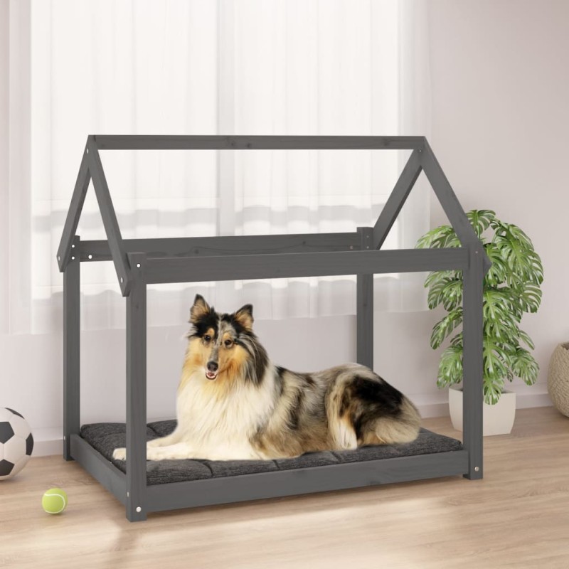 vidaXL Hundebett Grau 101x70x90 cm Massivholz Kiefer vidaXL Hundebett Grau 101x70x90 cm Massivholz Kiefer