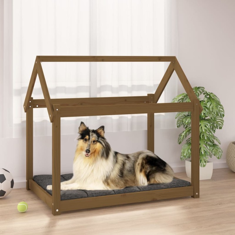 vidaXL Hundebett Honigbraun 101x70x90 cm Massivholz Kiefer vidaXL Hundebett Honigbraun 101x70x90 cm Massivholz Kiefer