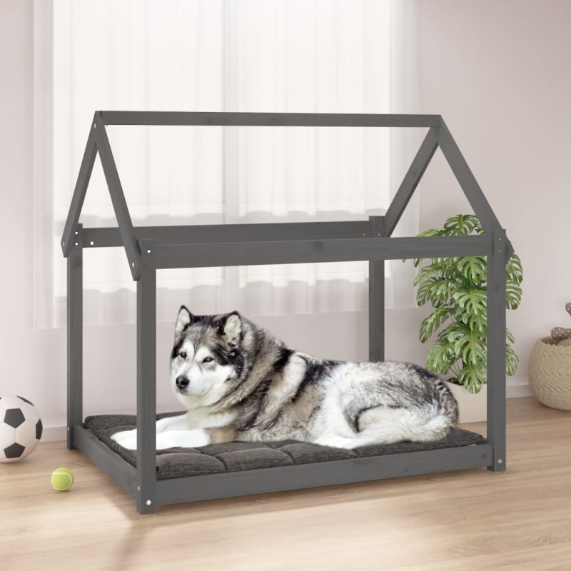 vidaXL Hundebett Grau 111x80x100 cm Massivholz Kiefer vidaXL Hundebett Grau 111x80x100 cm Massivholz Kiefer