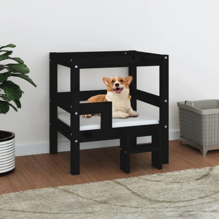 vidaXL Hundebett Schwarz 55,5x53,5x60 cm Massivholz Kiefer