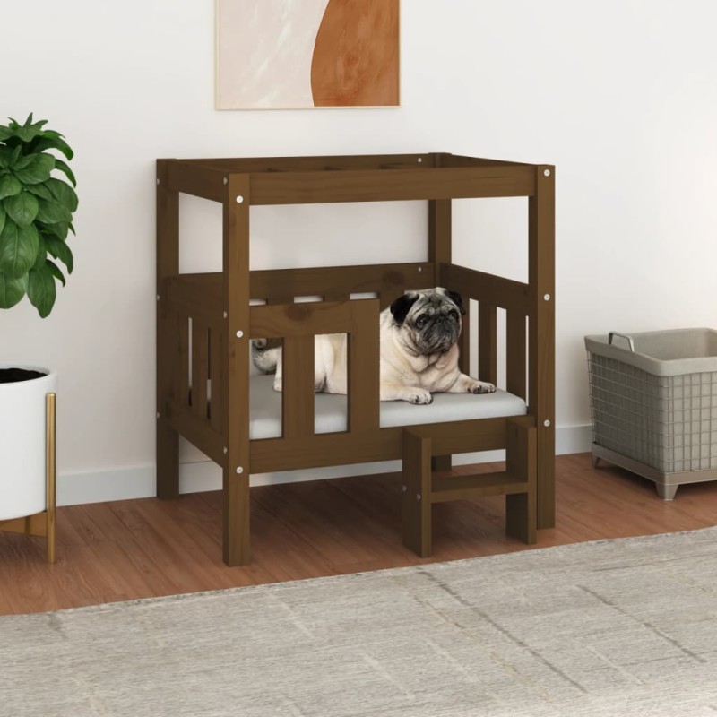 vidaXL Hundebett Honigbraun 65,5x43x70 cm Massivholz Kiefer vidaXL Hundebett Honigbraun 65,5x43x70 cm Massivholz Kiefer