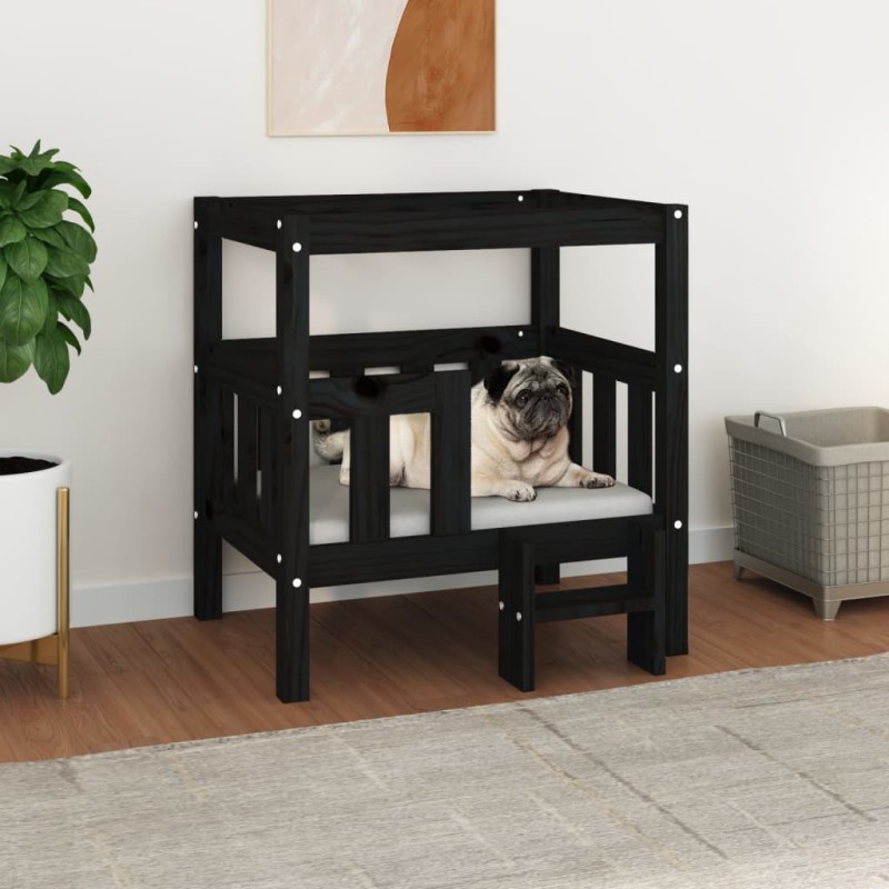 vidaXL Hundebett Schwarz 65,5x43x70 cm Massivholz Kiefer vidaXL Hundebett Schwarz 65,5x43x70 cm Massivholz Kiefer