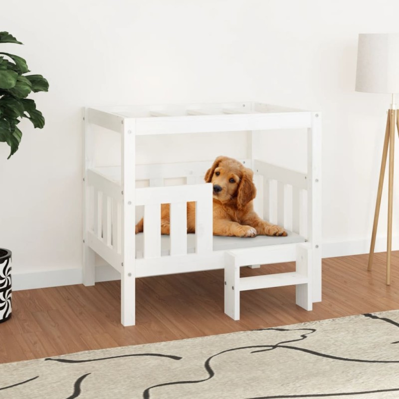 vidaXL Hundebett Weiß 75,5x63,5x70 cm Massivholz Kiefer vidaXL Hundebett Weiß 75,5x63,5x70 cm Massivholz Kiefer