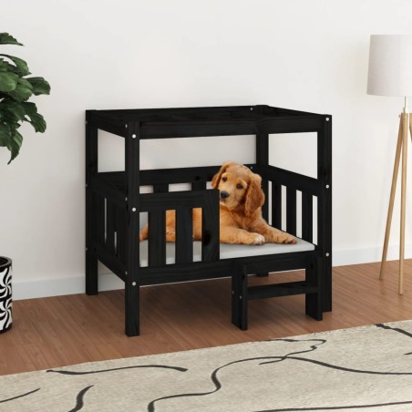  vidaXL Hundebett Schwarz 75,5x63,5x70 cm Massivholz Kiefer