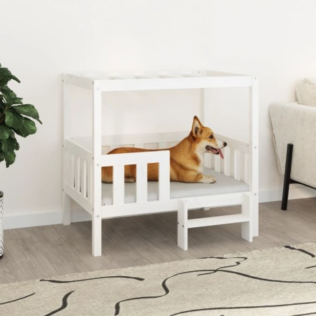  vidaXL Hundebett Weiß 95,5x73,5x90 cm Massivholz Kiefer