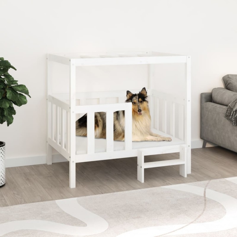 vidaXL Hundebett Weiß 105,5x83,5x100 cm Massivholz Kiefer vidaXL Hundebett Weiß 105,5x83,5x100 cm Massivholz Kiefer