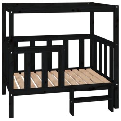  vidaXL Hundebett Schwarz 105,5x83,5x100 cm Massivholz Kiefer