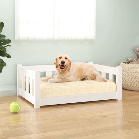 vidaXL Hundebett Weiß 75,5x55,5x28 cm Massivholz Kiefer