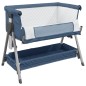 vidaXL Babybett mit Matratze Marineblau Leinenstoff vidaXL Babybett mit Matratze Marineblau Leinenstoff