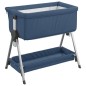 vidaXL Babybett mit Matratze Marineblau Leinenstoff vidaXL Babybett mit Matratze Marineblau Leinenstoff
