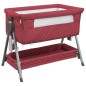vidaXL Babybett mit Matratze Rot Leinenstoff vidaXL Babybett mit Matratze Rot Leinenstoff